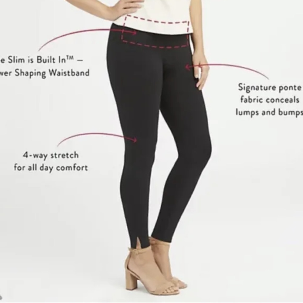 Spanx Ponte Ankle Leggings Black w/Ankle Slit Womens Size 3X TALL-- EUC!